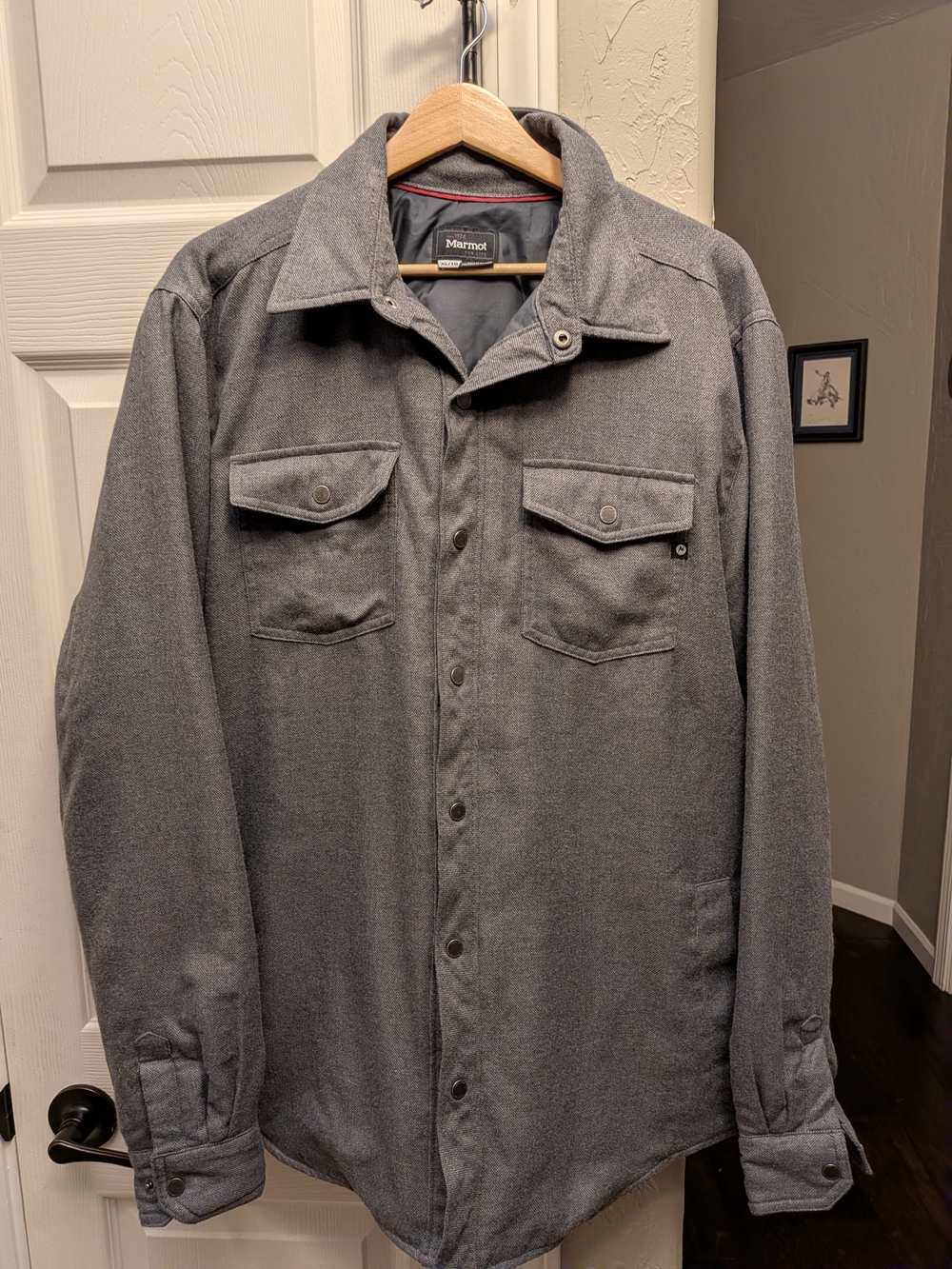 Marmot Men's Grey Ares Gray Button-Up Down Shacket